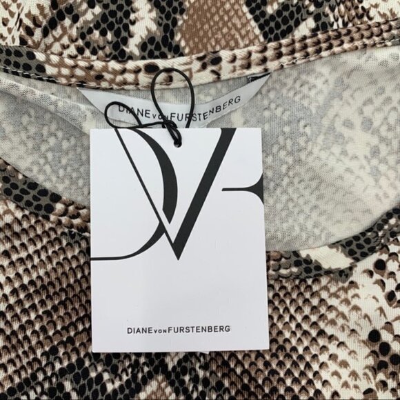 DVF Diane von Furstenberg New Della python camo shift dress silk tan snake new 2 - Picture 5 of 6